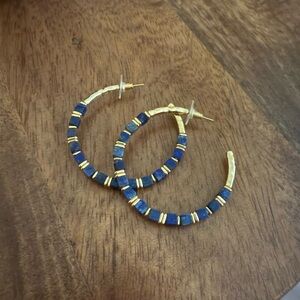 Ember Gold Hoop Earrings in Blue Lapis Kendra Scott